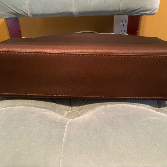 Vintage Saint Laurent Chocolate Brown Satin Satchel with Tortoiseshell Accents - Picture 5 of 10